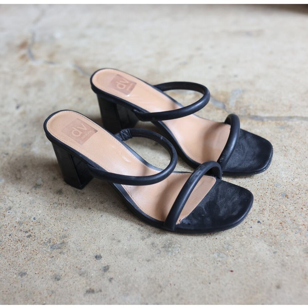 Dolce Vita Black Strappy Block Heel Sandals Women's Size 9 Minimalist